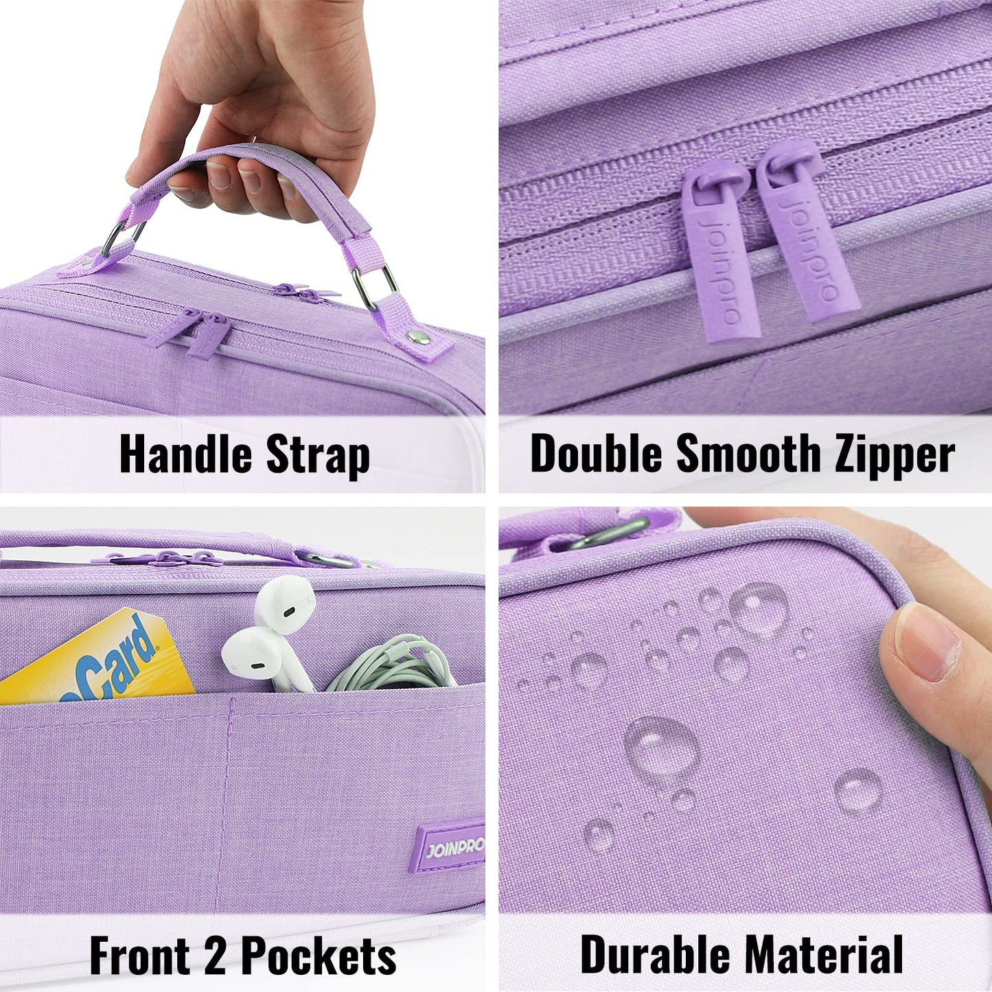 JOINPRO Large Capacity Pencil Case, 4 Compartment Pen Pouch Organizer with Double Zipper, Storage Bag for School, Office, Teen Girl Boy Men Women (Purple)