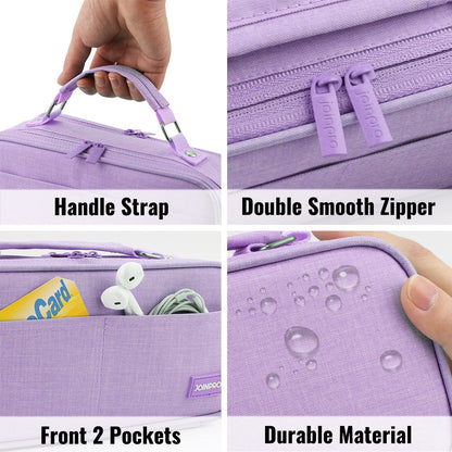 JOINPRO Large Capacity Pencil Case, 4 Compartment Pen Pouch Organizer with Double Zipper, Storage Bag for School, Office, Teen Girl Boy Men Women (Purple)