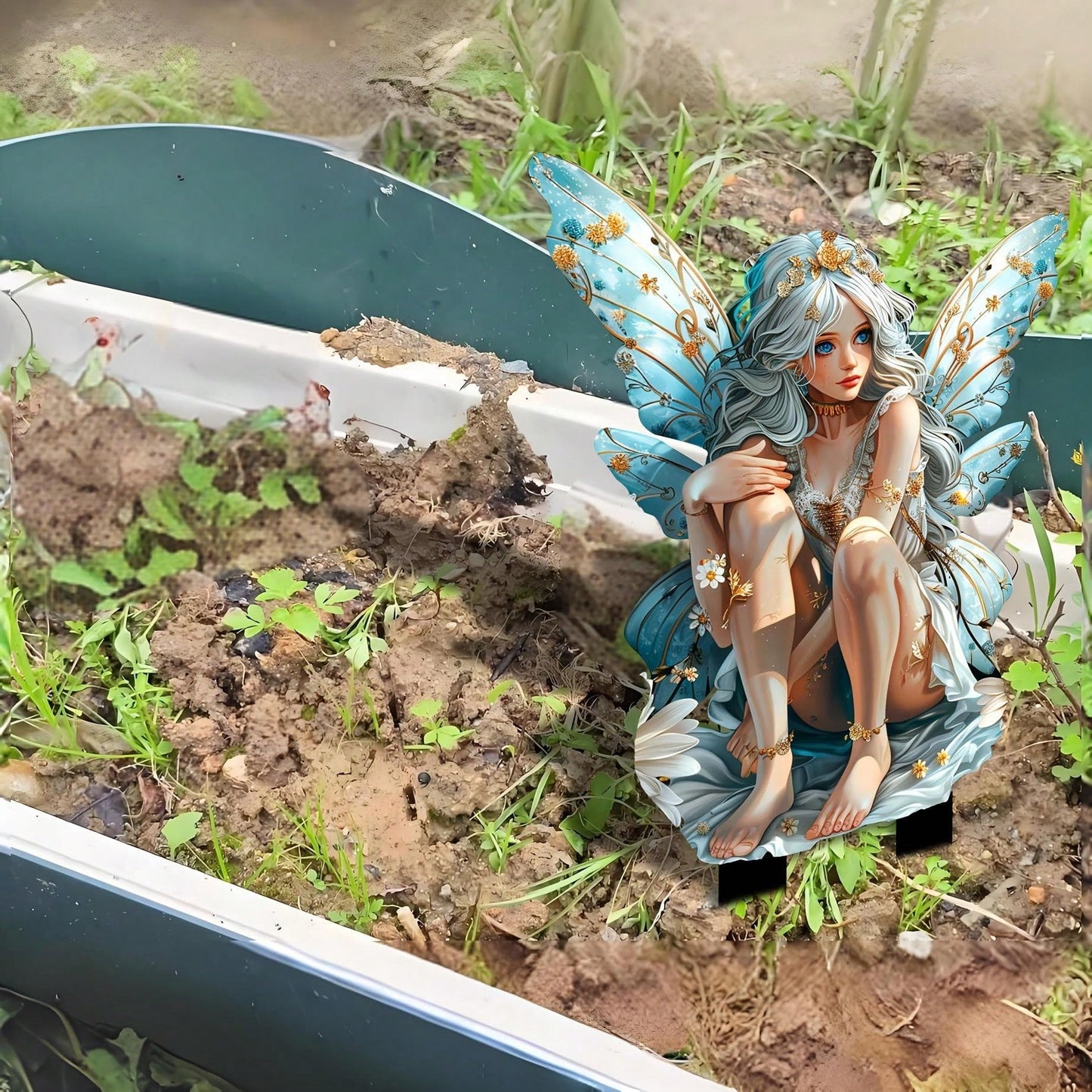 YUEYINGMG Garden Decor, Acrylic 2D Stake, Pot Plants Garden Yard Lawn Outdoor Fairy Statue Ornaments, Fairy Garden Accessories Decoration (Style E)