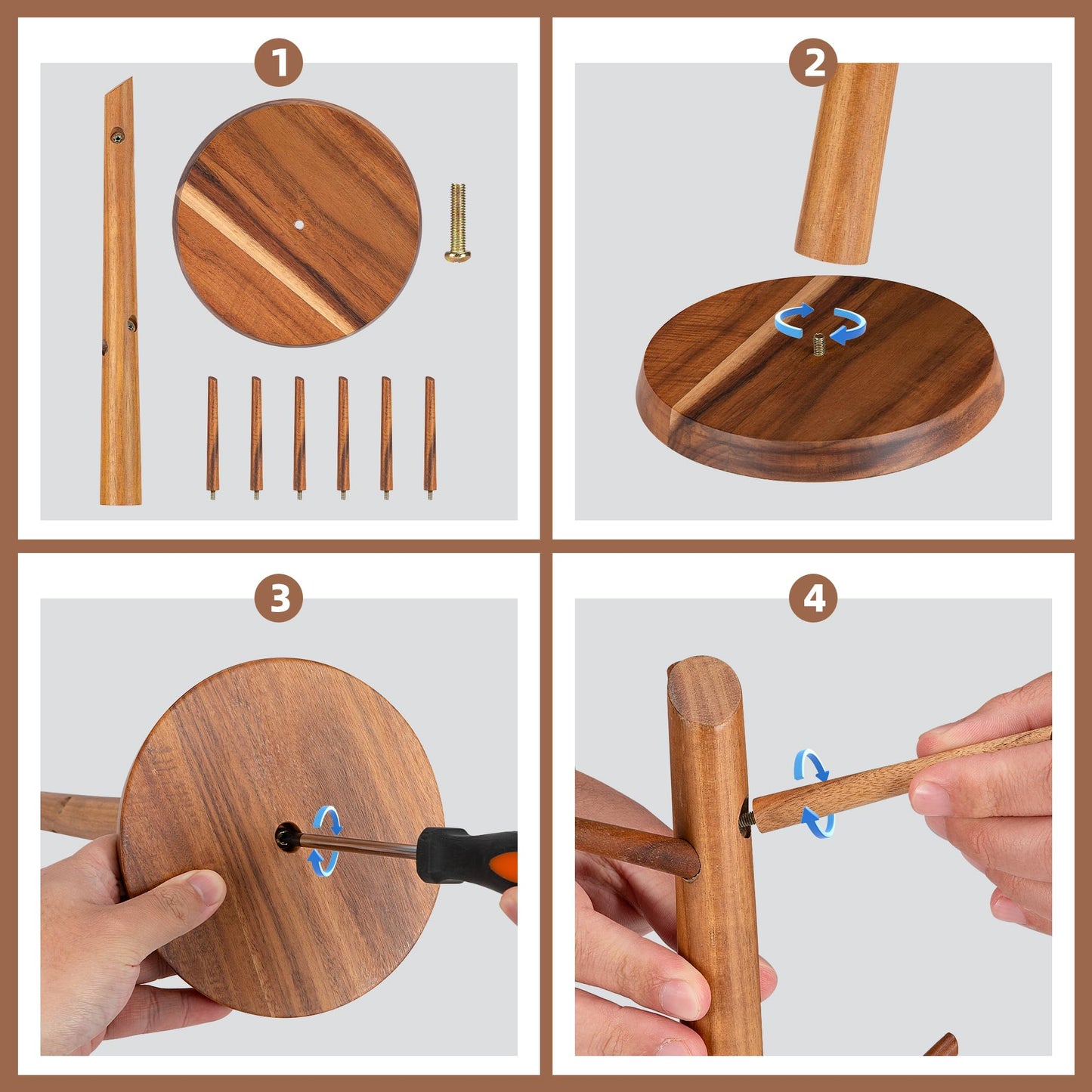 E-ROOM TREND Acacia Wood Coffee Mug Holder Countertop