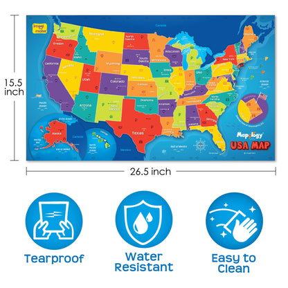Imagimake Mapology USA Map with Reusable Stickers | 100+ Jelly Stickers | Classroom Geography Games & Learning Kids Toys Age 5-8 | Gifts for Boys & Girls Age 5,6,7,8,9,10,11,12 Years Old