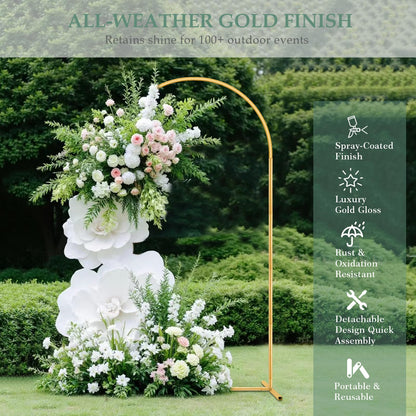 WellSign 7.2FT Arch Backdrop Stand for Parties, Metal Balloon Arch kit Stand, Gold Wedding Arch Stand Frame for Gender Reveal Ceremony Birthday Anniversary Bridal Graduation Party Event Decoration