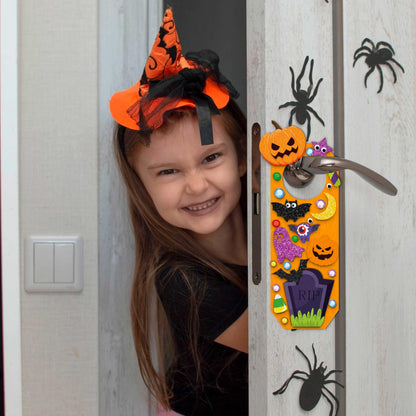 30Sets Halloween Crafts Doorknob Hanger DIY Arts and Craft Kit Classroom Activities Party Games Favors Bulk
