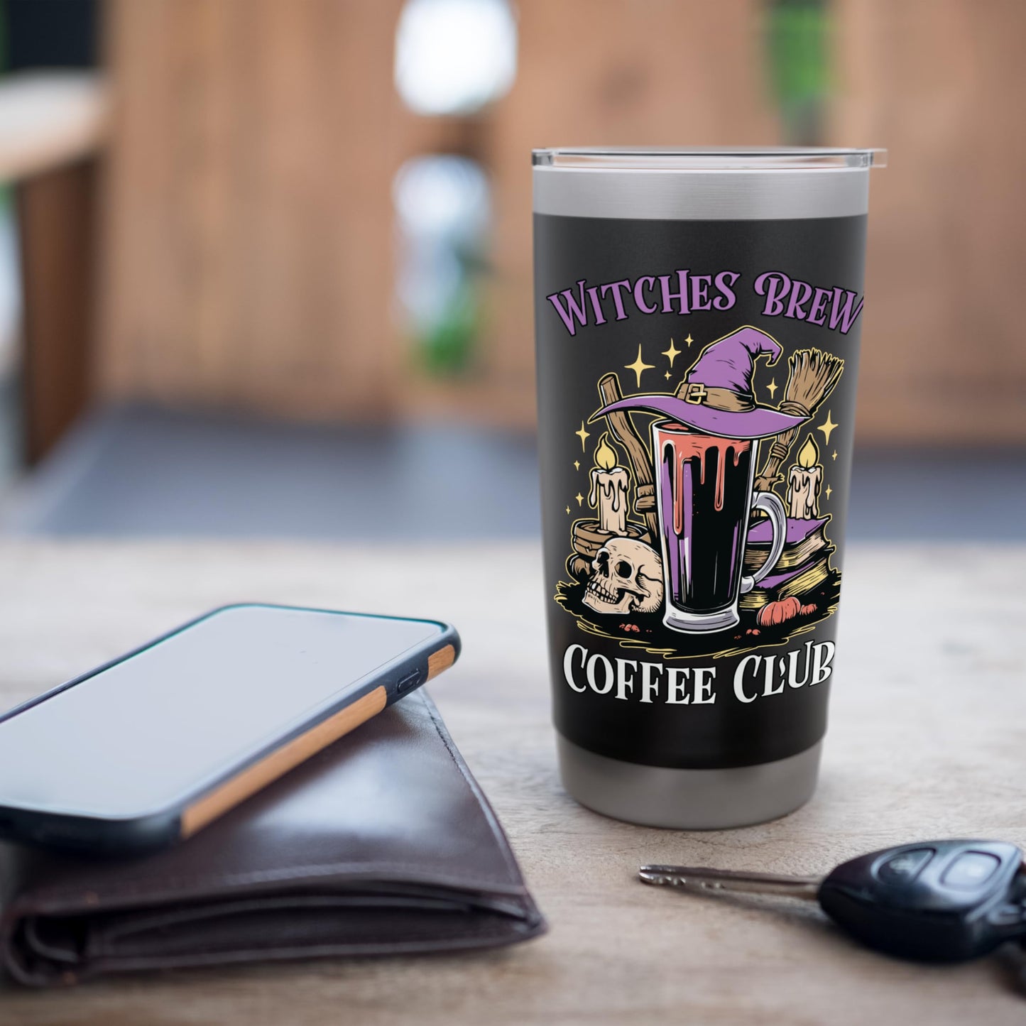 Halloween 20oz Travel Cup Bottle Spooky Witches Brew Coffee Stainless Steel Insulated Tumbler