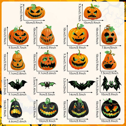 18 Pieces Halloween Magnets Decoration Glow Halloween Car Magnet Stickers Luminous Pumpkin Bat Automotive Magnetic Decorations for Halloween Party Refrigerator Door Mailbox Decor