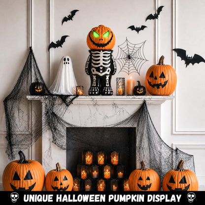 Halloween Decorations Skeleton Pumpkin Stand, Black & White Torso Candy Bowl Holder, Blow Mold Pumpkin Display Stand for Cake Carved Pumpkin, Water-proof Indoor Outdoor Halloween Party Table Decor
