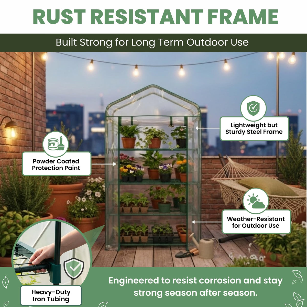 3 Tier Mini Greenhouse - Portable Greenhouse with Rust-Resistant Frame and PVC Cover for Indoor/Outdoor - 27.5x19x50-Inch Green House by Pure Garden