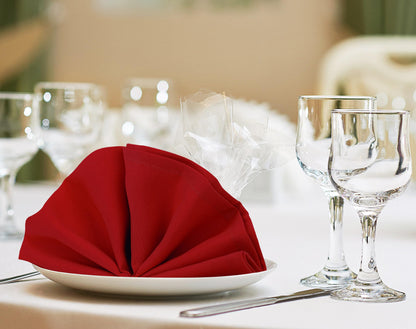 Utopia Home [24 Pack, Red] Cloth Napkins 17x17 Inches, 100% Polyester Hemmed Edges, Washable and Reusable Ideal for Parties, Weddings and Dinners