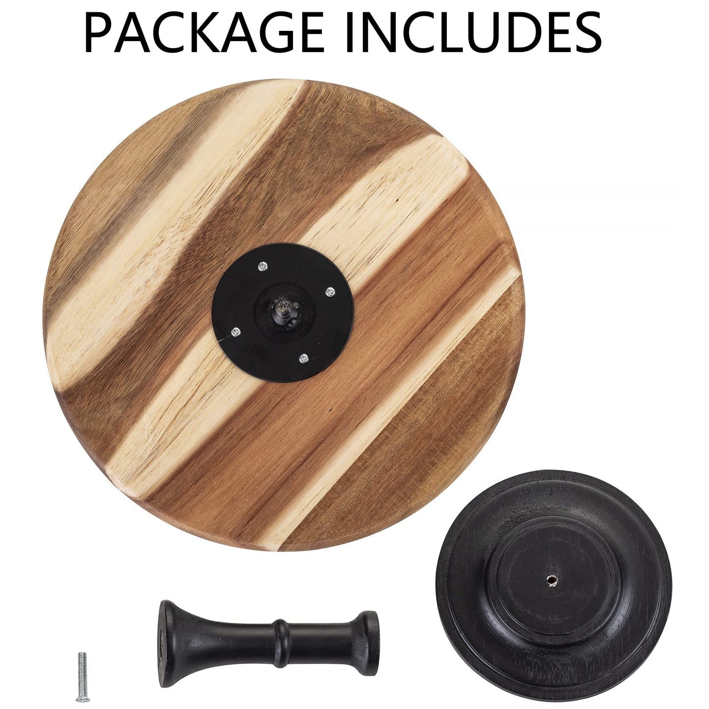 NUPTIO Cake Stand Cupcake Display: Wedding Cup Cake Pedestal Stands Round Acacia Wood Dessert Riser Cookie Serving Tray Vintage Pie Plate Holder Farmhouse Halloween Christmas 11.81 Inch/30cm