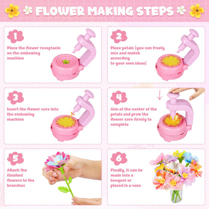 Fabric Flower Bouquets Toys, DIY Craft Kits Toys for Kids - Flowers Market Toy, Build Your Flower Bouquet, Arts & Crafts for 4+ Year Toddler Girl, Educational Activity Preschool B-Day Gifts