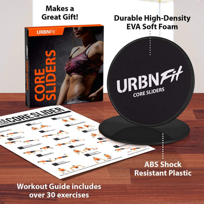 Gliding Discs Core Sliders - Dual Sided Exercise Disc For Smooth Sliding On Carpet And Hardwood Floors - Gliders Workout Legs, Arms Back, Abs At Home or Gym or Travel - Fitness Equipment (black)