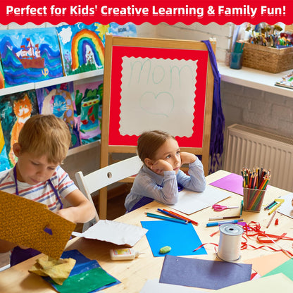 30 Pcs Magnetic Borders for Classroom Whiteboard - Red Magnetic Bulletin Board Border Set - Scalloped Chalkboard Border Strips for Teachers, Parents, DIY Home,School & Office Decoration