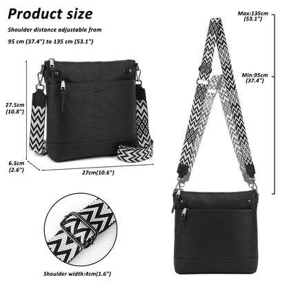 TANTOMI Vegan Leather Crossbody Bags for Women Hobo Travel Purse with Guitar Strap Trendy Women's Handbags with 6 Card Slots