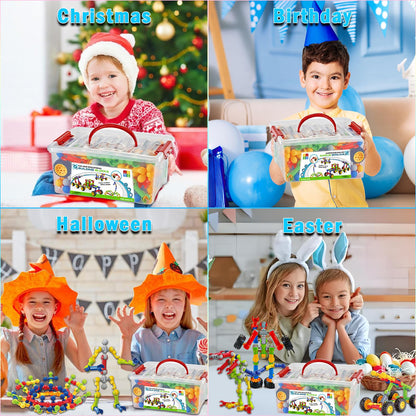 Huaker 125PCS Stem Building Toys for 3 4 5 6 7 8 Year Old Boys Girls,Kids Building Blocks Educational Creative Learning Activity with Large Storage Box,Ideal Christmas Birthday Gifts