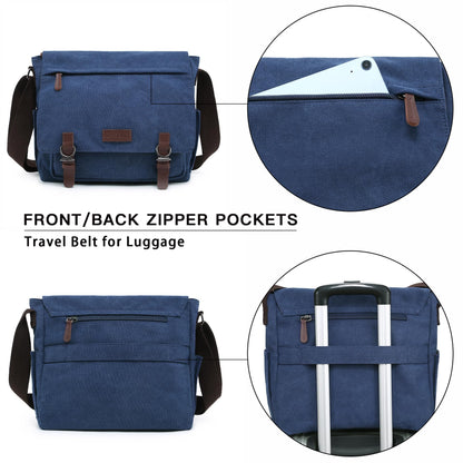 Dasein Large Vintage Canvas Messenger Shoulder Bag, Jean Blue, 15in Laptop