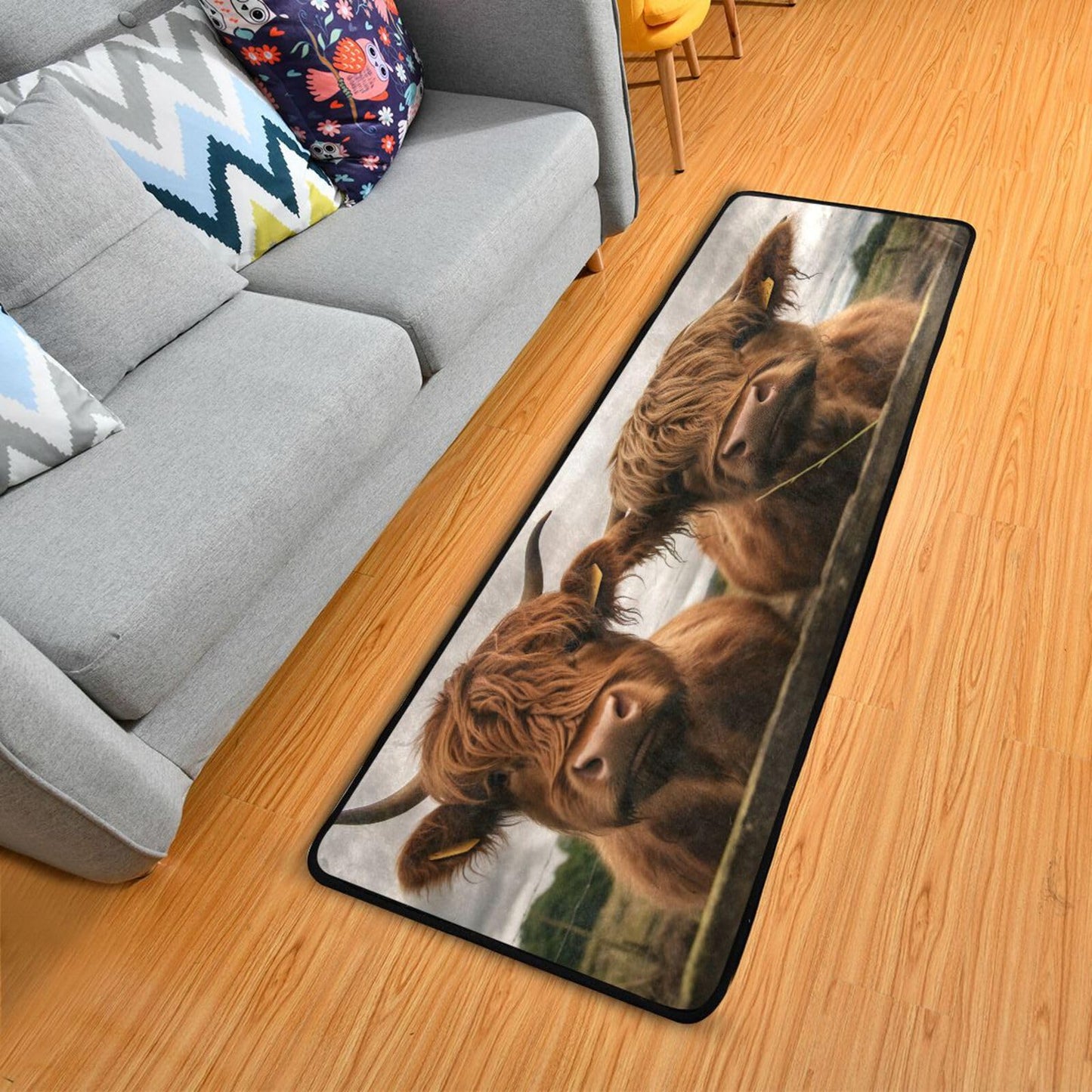 YETTASBIN Highland Cow Runner Rug, Non-Slip Large Floor Mat Anti Fatigue Area Rugs for Kitchen Bathroom Living Room Entryway Home Office Decor, 72 x 24 Inch