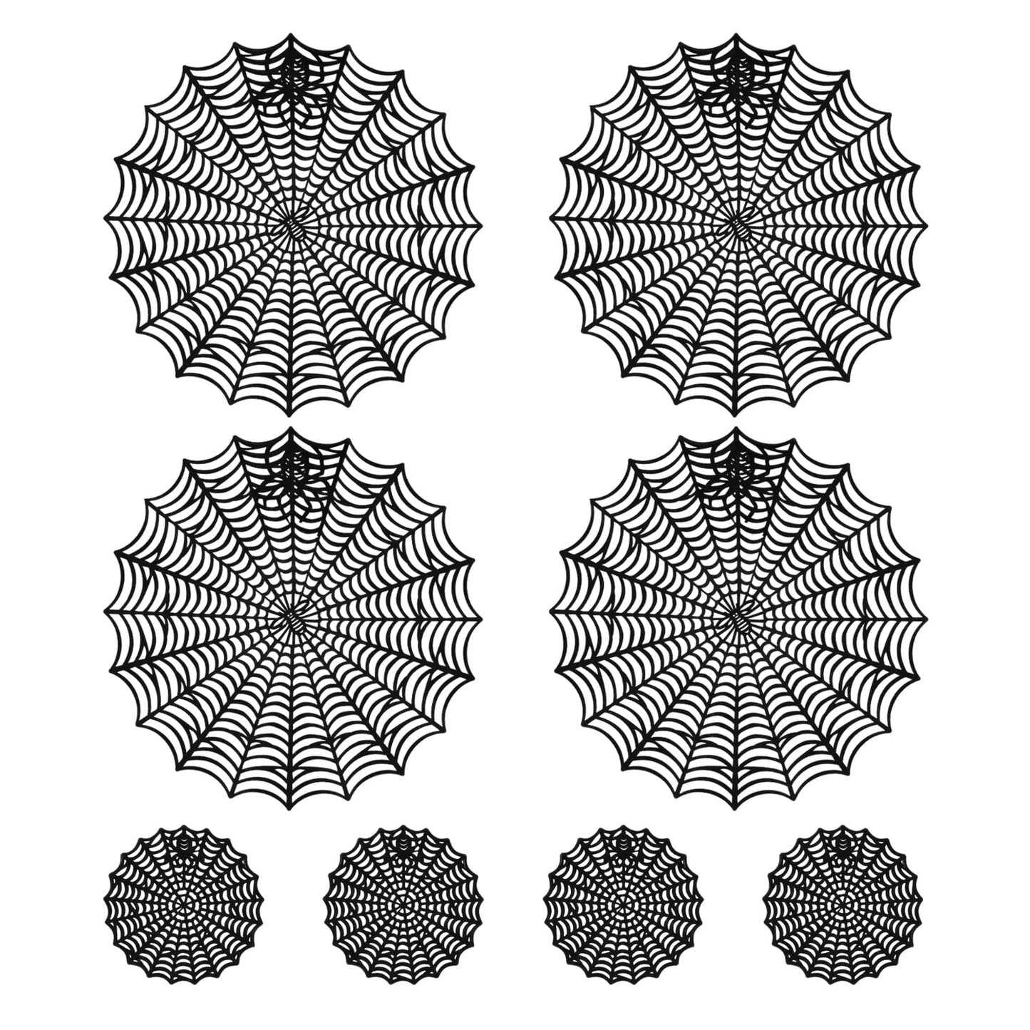 Halloween Spider Web Placemat Set of 8 Include 15" Heat Insulation Spider Web Table Mat 4" Hollow Out Spiderweb Coasters Ideal for Family Festival Party Home Dining Table Decor