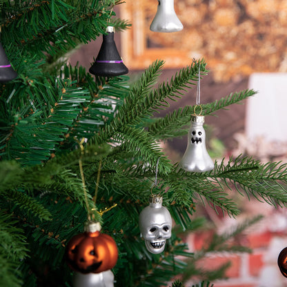 Watayo 12 PCS Halloween Glass Ornaments, Halloween Decorations Glass Blown Ornaments with Pumpkin Ghost Skull Witch Hat for Haunted House Party Christmas Tree Home Decoration