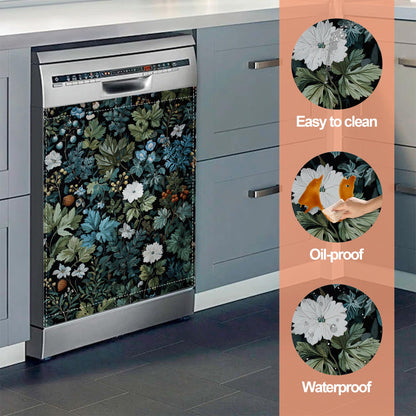 Forest Plants Flowers Dishwasher Magnet Cover Reuseable Refrigerator Magnet Cover Decal Kitchen Fridge Hoilday Party Decor, 23 W x 26 H