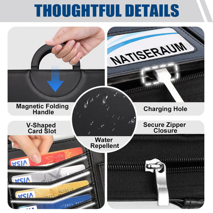 NATISERAUM Portfolio Binder 3 Ring Includes Pen and 5 Dividers with 10 Pockets, Padfolio Organizer with Zipper for Men and Women, Includes A4 Notepad for Business, School, Work