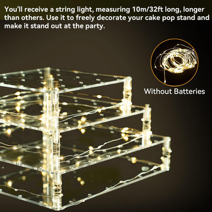 Goabroa Cake Pop Stand, 72 Holes Upgraded Acrylic Cake Pop Holder with LED Light, Cake Pop Display for Weddings Christmas Birthday Parties Anniversaries Halloween Candy Decorative