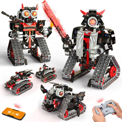 Opmind 5 in 1 STEM RC Robot Building Kit, APP & Remote Control Samurai/Ninja Blocks 443 Pcs, Erector Set RC Toy for Kids, DIY Build Science Educational Gift for Age 6 7 8 9 10 11 12+ Boys & Girls
