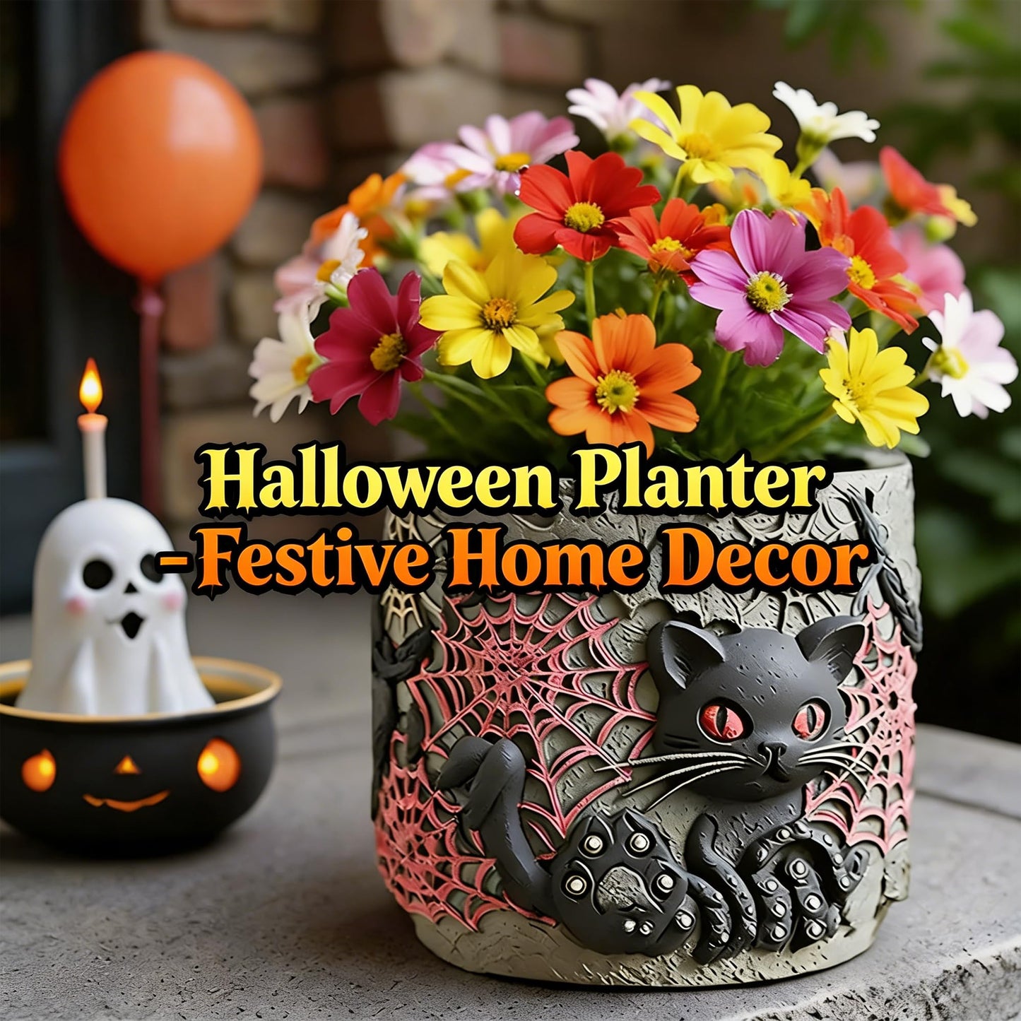QUDYNZAL 1Pc Gothic Black Cat Jar Silicone Mold 3D Spooky Spiderweb Resin Mold for Epoxy Casting, Concrete DIY Makeup Brush Holder Succulent Planter Pen Cup Candle Handmade Halloween Gifts Home Decor