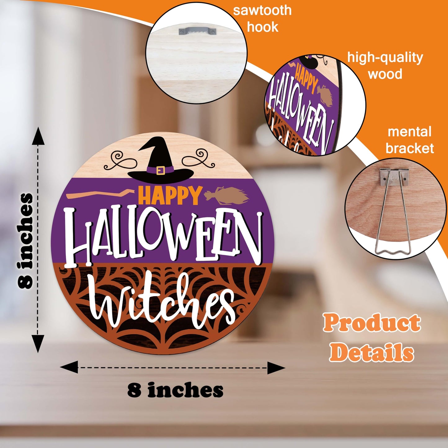 Beshoul Halloween Desk Decorations for Home, Witch Hat Gifts for Women Friends Coworkers, Web Witches Table Decor for Bedroom Living Room Bathroom - D03
