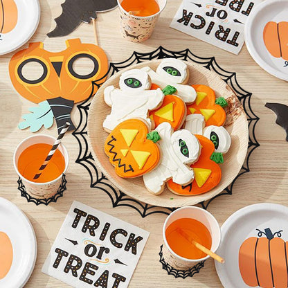 Halloween Spider Web Placemat Set of 8 Include 15" Heat Insulation Spider Web Table Mat 4" Hollow Out Spiderweb Coasters Ideal for Family Festival Party Home Dining Table Decor