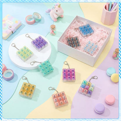 Halloscume 10 Pcs Keyboard Adult Fidget Clicker 9-in-1keyboard Fidget Keychain Cube Mechanical Key Button Clicker Stress Relief Gift for Office Home to Pass The Time (Transparent Color)