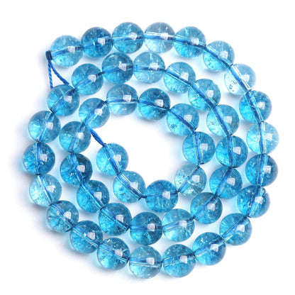 4mm 86PCS Blue Crystal Crackle Quartz Stone Spacer Round Loose Beads for Jewelry Making DIY Bracelet 15 inches Strand