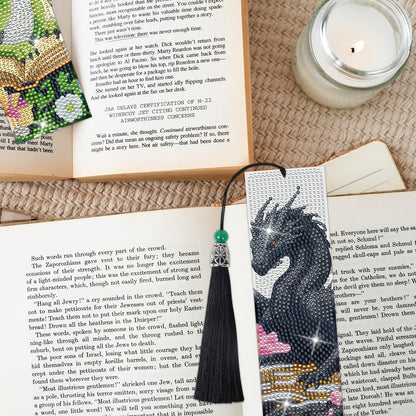 Sitsink Dragon Art Kits - 6 Pc Diamond Bookmarks with Tassels, Fantasy Creature Dragon Painting Kits for Adults
