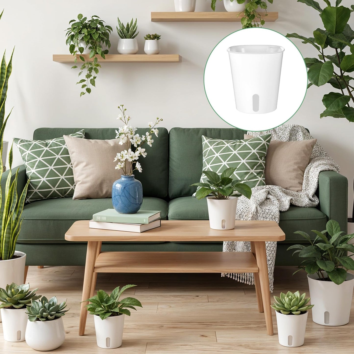 Kifmurase 20 Pcs 3 Inch Self Watering Pots for Indoor Planters, Plastic Self Watering Planter Pot Garden Flower Pots with Water Level Indicator Vents for Succulents (White)
