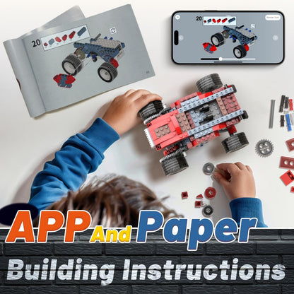 Apitor Robot B STEM Kits - Includes Large Storage Organizer, 8 in 1 Electric Monster Truck Building Toys for Kids 6-8 8-10, Educational Construction Science Kit for Boys 6-12 Christmas Birthday Gift