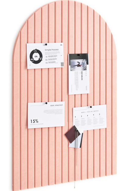 VIVELDA Large Felt Bulletin Board Arched 35" x 24" - Cork Board Alternative for Wall, 6 Felt Tiles with 32 Adhesive Tabs, Stylish Pin Board for Home Office, Bedroom & Classroom (Salmon)