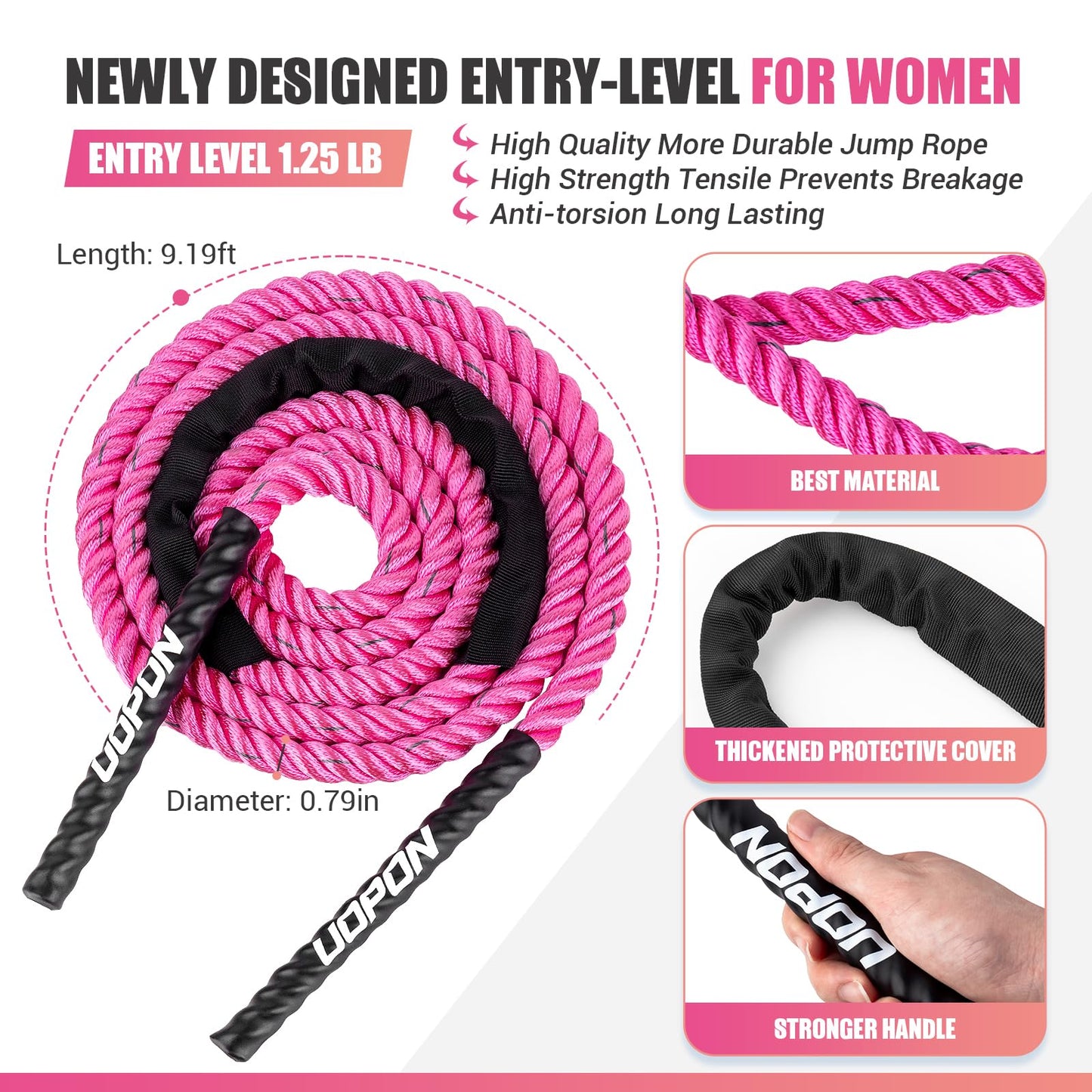 Weighted Jump Rope for Women, Heavy Skipping Rope for Exercise with Training Poster, 9.2FT Weight Fitness Jump Rope for Improve Strength, Building Muscle & Total Body Workout Equipment