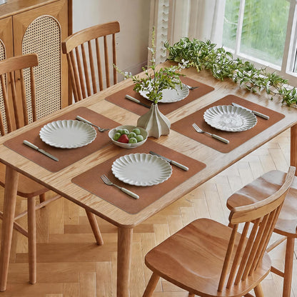 Vinyl Placemats Set of 6-12x17 Inch - Heat Resistant Washable Place Mats Waterproof Non-Slip Wipeable Table Mats for Dining Table Decor, Indoor/Outdoor Plastic Mat