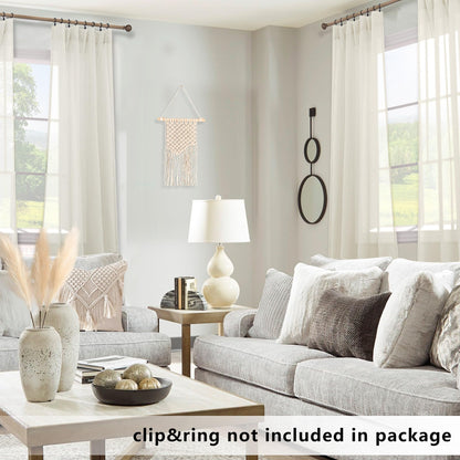 KOUFALL Cream Beige Sheer Curtains 84 Inches Long,Linen Look Semi Light Filtering Shabby Chic Curtains for Living Room Bedroom