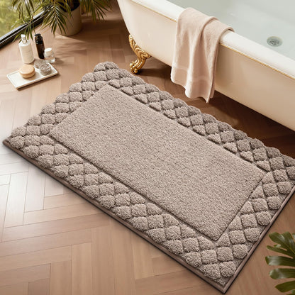 LUMI Bathroom Rugs, Ultra Soft Absorbent Bath Mat for Shower, Non Slip Washable Bath Rugs with Rubber Backing, Microfiber Plush Quick Dry Floor Mat for Bathtub, Floor, Brown, 24x36