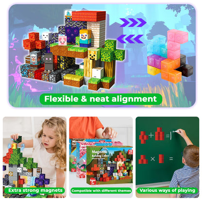 Magneverse Magnetic Blocks - 150 PCS Magnetic Building Blocks for Kids, Magnet Building Cubes for Boys Girls, STEM Montessori Sensory Toys Stacking for 3 4 5 6 7 8 9 10 11 12 13 Birthday Gift