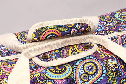 Malirona 22"Canvas Weekender Overnight Bags Travel Duffel Bag Carry On Bag for Women and Girls (Purple Flower)