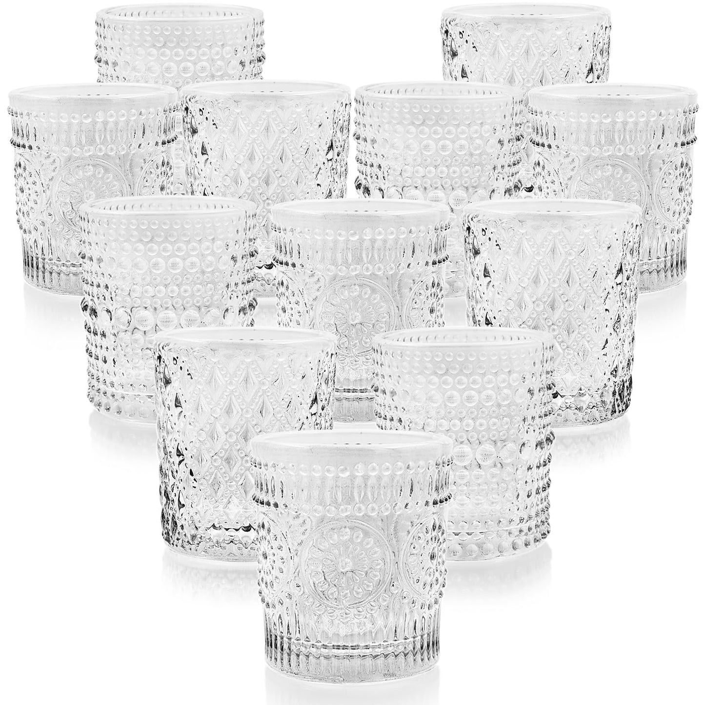 Clear Glass Votive Candle Holders, 12 pcs 3 Patterns Tealight Candle Holders for Wedding Table Centerpiece Birthday Party Thanksgiving Christmas Decoration