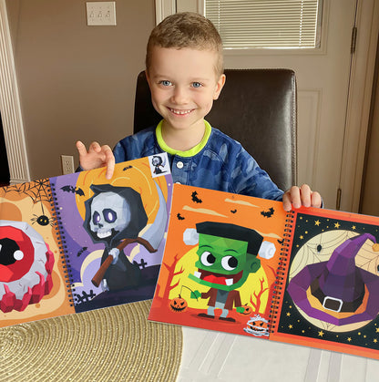 90shine 4PCS Halloween Crafts for Kids Ages 4-8 Sticker Books Gift Party Favors Create 40 Pictures