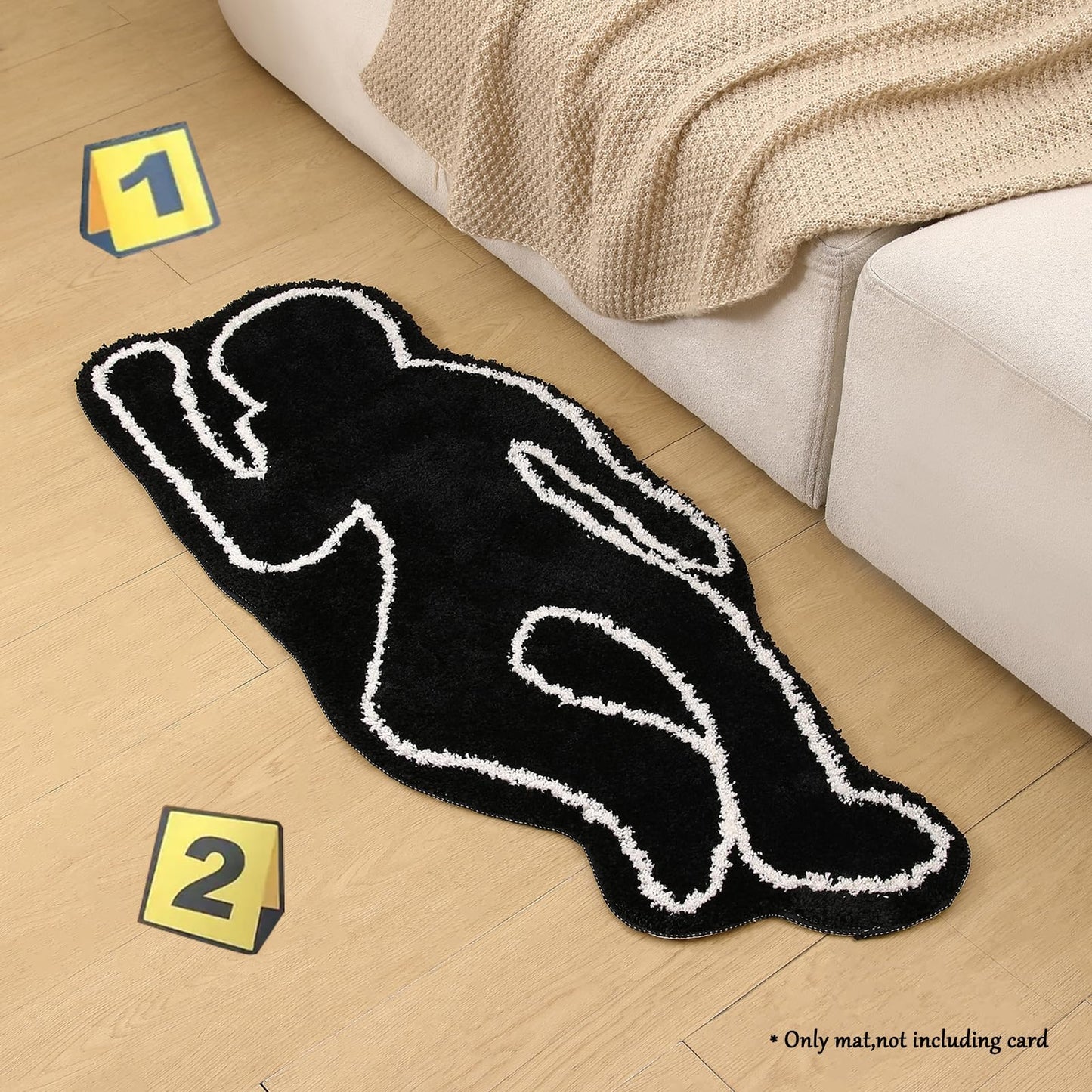 FANC GUY Halloween Cute Funky Large Black Humanoid Super Absorbent Bath Mat Fun Machine Washable Non Slip Bathroom Rugs Oversized Plush Shower Bath Floor Mats