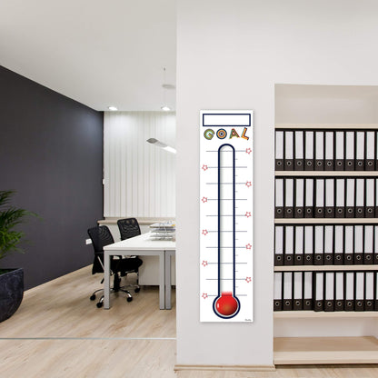 Goal Thermometer Chart Goal Tracker - 48"x12" Adhesive Dry Erase Fundraising Thermometer Sticker