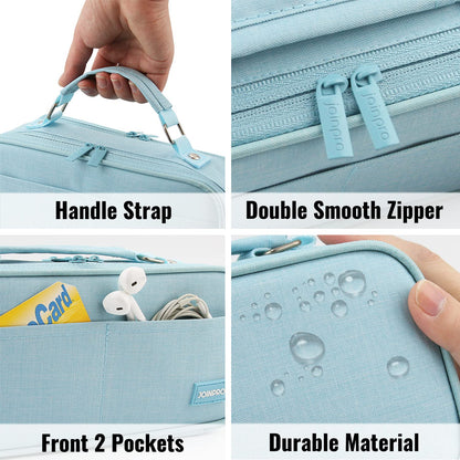 JOINPRO Large Capacity Pencil Case, 4 Compartment Pen Pouch Organizer with Double Zipper, Storage Bag for School, Office, Teen Girl Boy Men Women (Light Blue)
