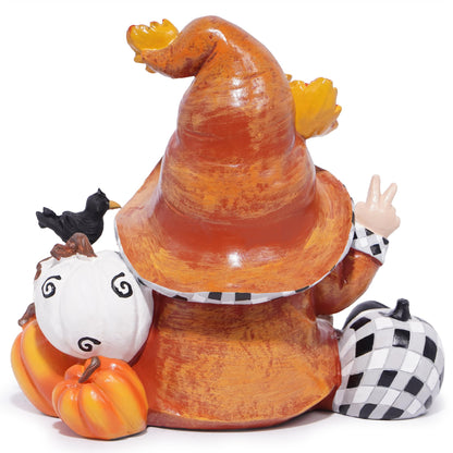 Hodao Fall Thanksgiving Gnome Figurines with Pumpkin, Maple Leaf & Red Bird - 6" Resin Handmade Gnome for Fall Autumn Decorations - Perfect Thanksgiving Home Decor & Gift Idea