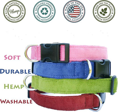 Hemp Corduroy Dog Collar - No Pattern (1" Large, Plum)