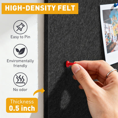 QUEENLINK 6-Pack Felt Bulletin Board Tiles 12"x12", Self-Adhesive Pin Board Wall Panels with 60 Push Pins, Modular Vision Board & Wall Organizer for Home Office Classroom, Black