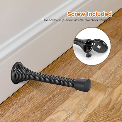 Ravinte Door Stoppers, 18 Pack Black Spring Door Stops with Rubber Bumper, Door Stoppers for Bottom of Door